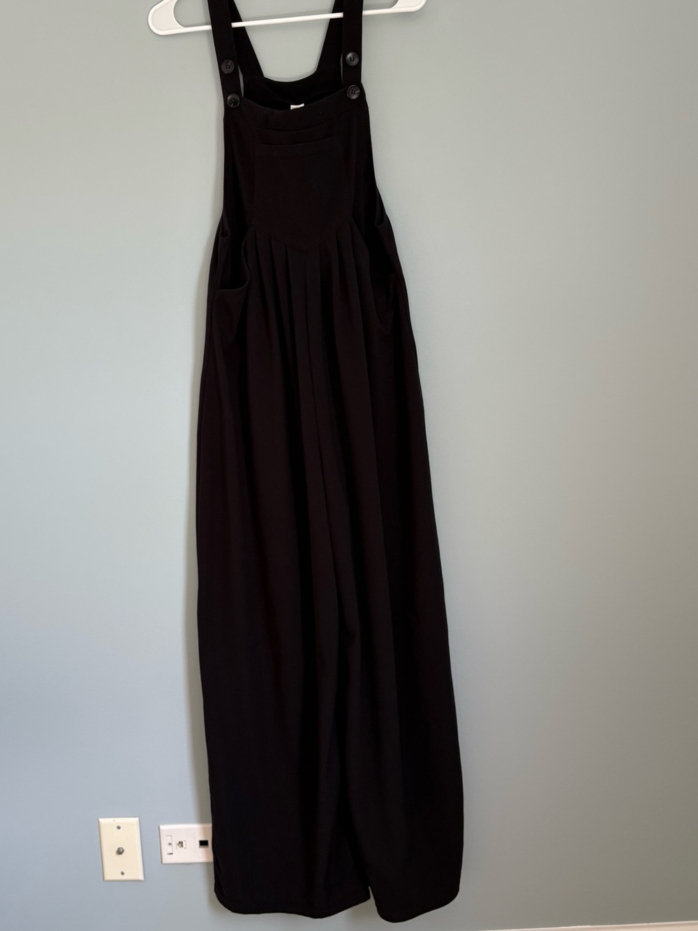 Halara Women’s Overalls Black Wide Leg Pleated Jumpsuit Size Small Textured Knit